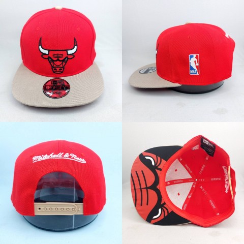 TOPI SNAPBACK BULLS MERAH VISOR COKLAT